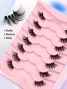 Asiteo 7 Pairs Semi-Transparent False Eyelashes, 3D Faux Mink Cat Eye Lashes, Fluffy Soft Natural Long Reusable False Eyelashes - Half Eyelashes - View 5