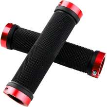 1 Coppia di Impugnature Professionali per Bicicletta, Impugnature per Manubrio Bicicletta in Lega di Alluminio con Doppio Bloccaggio a Vite, Impugnature per Manubrio Bicicletta da Montagna, Impugnature Antiscivolo in Gomma per Manubrio Bicicletta, Protezione per Manubrio Bicicletta