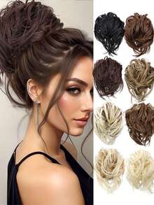 6英寸凌乱直发发髻接发马尾辫带弹性橡皮筋高髻马尾接发合成接发女士自然蓬松马尾辫日常节日万圣节使用热销 - 彩色 - 查看 2