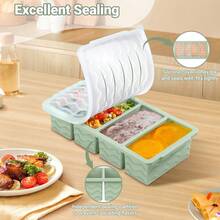 2-Pack Silicone Soup Freezer Trays With Lids - 1-Cup Portion Containers For Broth, Stock & Meal Prep, Leak-Proof Design & Stackable Storage, Perfect For 250mL/125mL Frozen Cubes - 薄荷綠 - 查看 5