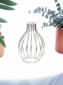 1PC Hand-Forged Metal Wire Vase - Modern Minimalist Geometric Openwork Sphere Shape, Artisan Tabletop Centerpiece For Floral Arrangements, Wedding/Home/Office Decor, Rustic Farmhouse Style All-Season Decorative Vase Gifts Birthday Graduation Home Decor Room Decor Flower Vase Glass Vase - Silver - View 14