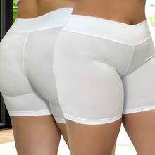Short Anágua Plus Size Feminino Segunda Pele Cinta Modeladora Shortinho Bermuda Compressão Aperta Barriga - Branco - Visão 4