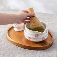 5pcs Matcha Whisk Set, Cute Pink Heart/Cherry Blossoms Ceramic Matcha Bowl With Whisk Set, Japanese Tea Set Includes Matcha Bowl With Spout, Matcha Whisk Holder, Bamboo Matcha Whisk, Scoop, Sifter, Ceramic Matcha Kit For Tea Lovers