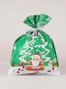 10pcs Christmas Gift Bags Set, Christmas Eve Candy Bags, Drawstring Christmas Decoration Gift Bags - Multicolor - View 9