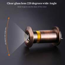200 Degree Wide Angle Peephole Viewer, High Definition Glass Lens, Anti-Theft, Anti-Pry, Suitable For Hotel Doors And General Doors, No Battery Required, Ensure - Bronze - View 6
