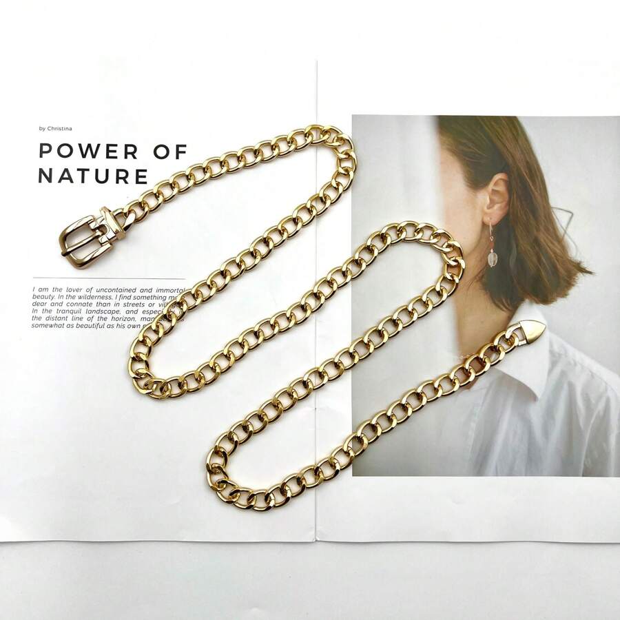 حزام خصر معدني بطراز بانك للنساء لفصلي الربيع والصيف، حزام خصر قابل للتعديل، إكسسوار عصري متعدد الاستخدامات من طراز Y2K، إبزيم معدني مطلي مقاوم للتلاون باللونين الذهبي والفضي مناسب للصيف والمدرسة والخريف وعيد الهالوين