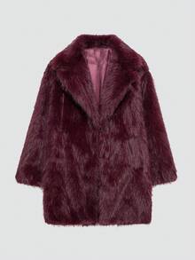 Chaqueta elegante casual y de alta gama con efecto de piel de borrego en el cuello para uso diario