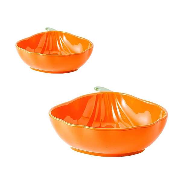 2 pezzi Set di stoviglie con zucca, set di stoviglie da fattoria per Ognissanti, ciotole per minestra, piatti per pasta e piatti tondi in ceramica per uso domestico, ideali come regalo per feste, genitori, amici, insegnanti, Ringraziamento, inaugurazione casa, raccolto