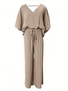 The New Women's Fashionable Batwing Sleeve Set Is Suitable For Work, Date, Commuting, Party, And Daily Casual Wear.It Offers Comfortable Clothing.