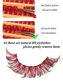 Asiteo 126 cái/gói Lông mi riêng lẻ dày 80D D Curl màu đỏ rượu, Lông mi nối tự nhiên, 14 mm, Thích hợp cho người mới bắt đầu Tự làm Dụng cụ trang điểm nhẹ và thoải mái, Thiết yếu cho gia đình và du lịch Cụm lông mi, Cụm lông mi, Lông mi riêng lẻ, Lông mi, Lông mi giả - D - Xem 5
