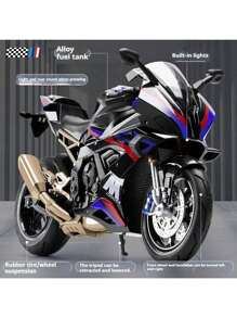 Collection 2025 - BMW S1000RR, modèle de moto en alliage moulé sous pression échelle 1:10, réplique de moto réaliste, objet de collection, jouet sonore et lumineux, décoration de maison, ornement de bureau - cadeau d'anniversaire, cadeau de Pâques, cadeau de fête, cadeau parfait, jouet, retour à l'école