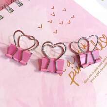 10 个粉色心形回形针，用于整理纸张、笔记、照片和文件 - 办公室、家庭、学校和工艺用品，用于学校用品，返校