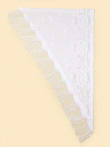 Lace Triangular Scarf, Cheongsam Shawl, Lightweight & Breathable Fashion Shawl - White - View 3