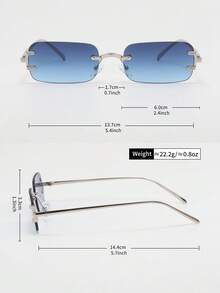 نظارة رجالية معدنية مربعة ضيقة بدون إطار موضة