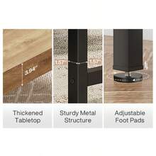 LITTLE TREE 55 Inches Dining Table For 4-6 People, Farmhouse Industrial Rectangular Kitchen Dinner Table With Heavy-Duty Metal Legs For Home, Dining Room, Small Space, Rustic Brown & Black - Nâu và đen mộc mạc - Xem 7