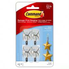 Ganchos de alambre Command pequeños (4 ganchos/5 tiras) - Transparentes: Ganchos adhesivos de pared, de plástico, capacidad de 0,23 kg, 3 cm de alto