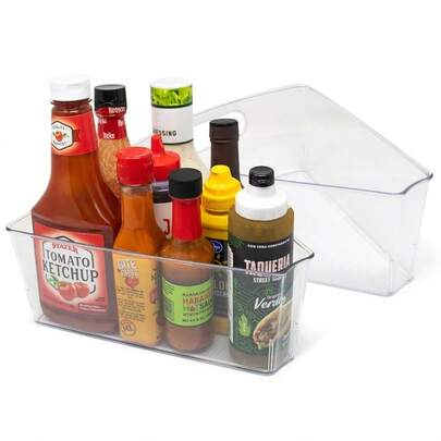 Kitchen Space Lazy Susan Deep Organizer Bins Corner Cabinet Turntable Shelf Storage For Kitchen And Pantry Items Clear And Durable With Builtin Handles 2 Pack