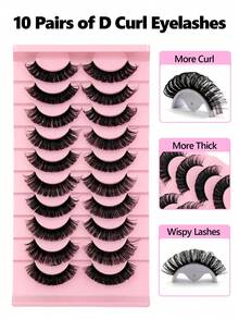 Rikuaild 10 Pairs D Curl Thick Volume Faux Mink Eyelashes Manga Eye Lashes Curly Volume Faux Mink Eyelashes Natural Dramatic Soft Lash Cross Lashes - Lông mi giả dạng dải của Nga - Xem 6