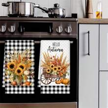 2 peças Toalhas de Cozinha Floral de Lavanda Primavera, Panos de Prato - Ideal para Decoração de Verão, Adequado para Cozinha e Banheiro de Fazenda