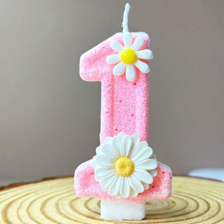1 Nến số sinh nhật, Nến sinh nhật hình hoa màu hồng, Trang trí bánh nến đính sequin, Thích hợp cho các vật phẩm kỷ niệm - Nhiều màu - Xem 1