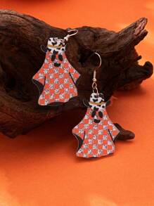 1 Pair Women's Halloween Acrylic Ghost Scream Cat Earrings, Fashionable & Unique