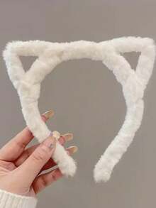 1/4pcs Back To School Soft Plush Kitty Ear Headband For Girls, 4 Colors Available, Cute Cat Ear Headband, Beauty, Home, Hair Accessories - Multicolor - View 9