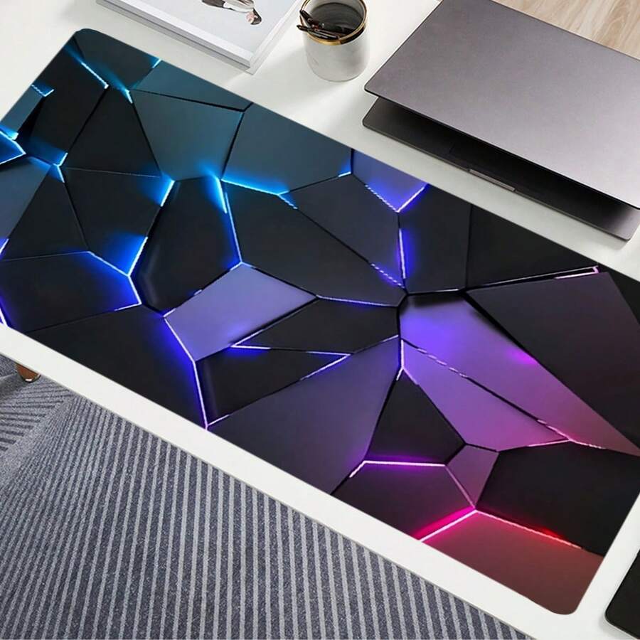 1pc Polygon Pattern Mouse Pad, Computer Desk Long Mouse Mat, Notebook Square Mouse Pad, Office Anti-Slip Gaming Mouse Pad - Multicolor - View 1