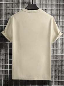 Men's Casual Letter Print Round Neck T-Shirt, Suitable For Work And Daily Wear - Albaricoque - Ver 2