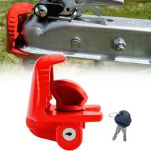 High Security Hitch Lock Caravan Trailer Hitch Coupling Tow Lock Universal With Key - Red - View 5