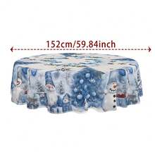 1/4/5/6/35 peças Presente de Natal Azul Gelo, Papai Noel, Árvore de Natal, Conjunto de Toalha de Mesa com Estampa Digital e Capa para Cadeira - Toalha de Mesa Decorativa Lavável à Prova de Poeira para Móveis Internos, Adequada para Decoração de Sala de Jantar Interna, Reuniões Familiares, Presentes, Decoração de Festas de Fim de Ano