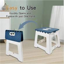 Lightweight Plastic Foldable Step Stool For Kids Or Adults, Suitable For Living Rooms, Kitchens, And Bathrooms, Portable Travel Camping Stool (Blue) - 藍色 - 查看 3