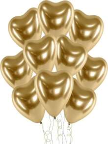 10/20/30/50/100 quả bóng bay cao su hình trái tim bằng kim loại màu vàng - Đồ trang trí lãng mạn sống động cho ngày lễ tình nhân, đám cưới, lễ kỷ niệm sinh nhật - Vàng kim loại - Xem 3