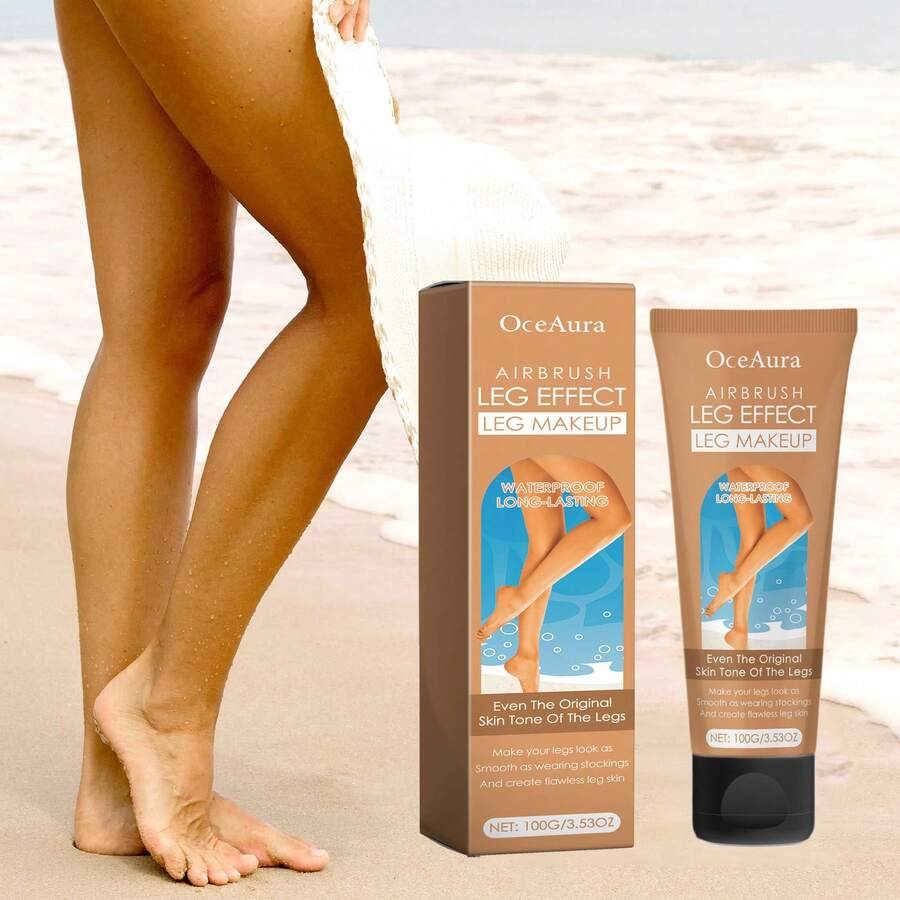 OceAura Leg Makeup Lotion Legs Tanning Accelerator Waterproof Long Lasting Even Skin Tone Shiny Brown Sunbeds Bronze Wheat Body Tanning Cream - Màu lúa mì - Xem 1