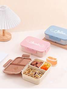 1 pieza Lonchera con tapa abatible personalizada con 1 cuchara de acero inoxidable, lonchera con compartimentos de plástico, lonchera para estudiantes, capacidad de 1200ml, apta para microondas y refrigeración, diseño de hebilla de tres lados, con anillo de sellado de silicona incorporado, a prueba de fugas, adecuada para trabajadores de oficina, estudiantes, maestros, campamentos, salidas. El mejor regalo para amantes, amigos, familiares, maestros, un imprescindible para la temporada de regreso a clases