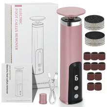 Removedor Elétrico de Calos e Pele Morta 2 em 1 - Bege Claro Recarregável Sem Dor, Ferramenta de Pedicure com 10 Cabeças de Lixa, Bateria de 500mAh para Cuidados Suaves com os Pés