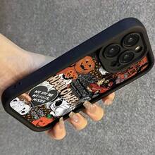 Halloween Bookshelf Ghost Pumpkin Skull Print TPU High Edge Anti-Drop Design Anti-Drop Shockproof All-Inclusive Mobile Phone Case Suitable For Iphone16pro Max/16pro/16plus/16/15/14/13/12/11/XSMAX/XS/XR/Galaxy S22plus/S23ULTRA/S24FE/S25 EDGE Cute Fashion Halloween Valentine's Day Christmas Gift - màu đen - Xem 4