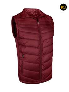 Big City Chaleco acolchado para hombre con cierre frontal y bolsillos laterales, abrigo ligero tipo puffer casual moderno para clima frío, - Burdeos - Ver 6