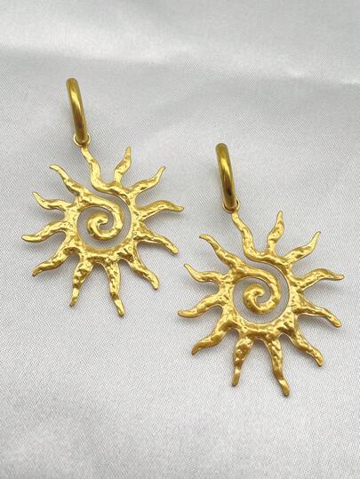 1 par de pendientes únicos con forma de estallido solar, pendientes de acero inoxidable para mujeres, pendientes elegantes con colgante, adecuados para uso diario, joyería de regalo para fiestas