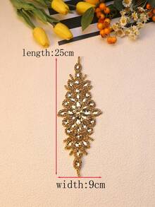 多色水晶玻璃手工缝制金属钻石新娘腰带 / 长度：25CM / 宽度：9CM - 多色 - 查看 28