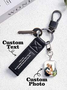 1 件定制水晶钥匙扣，带图片，定制照片钥匙扣，个性化钥匙扣，适合男士女士情人节礼物，送给男朋友、女朋友、丈夫、妻子的独特礼物，适合生日、周年纪念日、情人节