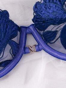 1 pièce Brassière sans armature légèrement matelassée, ajustable et confortable, avec coupe ajourée sexy et respirante en dentelle et patchwork pour femmes