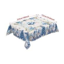1/4/5/6/35 peças Presente de Natal Azul Gelo, Papai Noel, Árvore de Natal, Conjunto de Toalha de Mesa com Estampa Digital e Capa para Cadeira - Toalha de Mesa Decorativa Lavável à Prova de Poeira para Móveis Internos, Adequada para Decoração de Sala de Jantar Interna, Reuniões Familiares, Presentes, Decoração de Festas de Fim de Ano