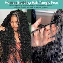 Blended Hair Is Made From Human Hair Mixed With Synthetic Fibers And Protein Filaments ,1/3pcs Blended Human Braiding Hair For Boho Braids Deep Wave Bulk , No Weft Natural Color 90g 20 Inch Curly Hair For Braiding Knotless - S30 - View 7