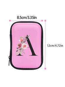 Borsa organizer in EVA con iniziali da A a Z, colore rosa, borsa per conservare cavi dati e linee USB per il viaggio, custodia per l'archiviazione di elettronica come cavi, caricabatterie, cuffie, porta auricolari per festival musicali. Accessori tech portatili e pratici per il viaggio, portafoglio con cerniera per conservare tutto il necessario. Adatto per viaggi, lavoro, scuola, conservazione di caricabatterie e organizzazione dei cavi nella camera da letto.