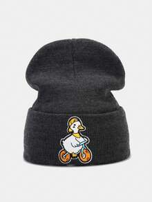 1pc Kids Hat, Boys Knitted Beanie, Girls Autumn/Winter Warm Knit Cap, Unisex Children Cold Weather Hat, Cartoon Embroidered Knitted Hat, Suitable For School, Outdoor, Casual, Travel, Party In Autumn/Winter - Multicolor - View 12