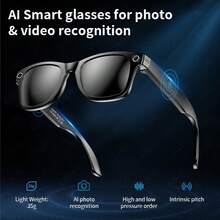 LIGE's New AI Photography And Video Camera Fashion Smart Glasses, Photo Recognition And Answer, Photo Shooting, Video Recording, AI Dialogue And Intelligent Interaction, Bluetooth Calls, Local Music, Music Playback, IP65 Dustproof And Waterproof, Lightweight, Compact And Multi-Functional Business Smart Glasses For Men And Women - Black - View 4