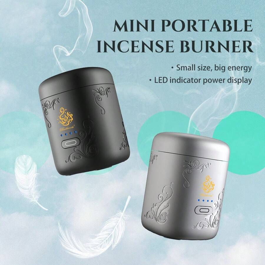 Pembakar Dupa Elektronik Mini Bukhoon dengan Tampilan Daya, Portabel, Dapat Diisi Ulang USB, Kotak Hadiah Dupa Serbaguna