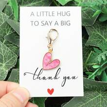 1pc/9pcs Ladies' Gold Alloy Heart-Shaped Keychain With Thank-You Card - Colorful Heart-Shaped Pendant, Ideal Gift For Teachers, Mothers, Girlfriends, Best Friends, Birthdays, Christmas, Thanksgiving, And Thank-You Gifts - Multicolor - View 8