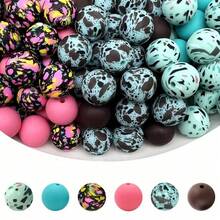 Bộ 39 hạt silicon họa tiết nhiều màu - Nhiều màu sắc và thiết kế | Họa tiết vui tươi | Hạt hoàn thiện mịn - Lý tưởng để làm móc khóa, vòng cổ, vòng tay, bút trang trí, trang sức và mặt dây chuyền DIY - Đồ dùng làm đồ trang trí ngày lễ sáng tạo - Hạt họa tiết nhiều màu sắc - Xem 7