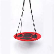 100cm Giant Nest Web Rope Hanging Tree Kids Swing Seat Round Backyard Playground - Red - View 1